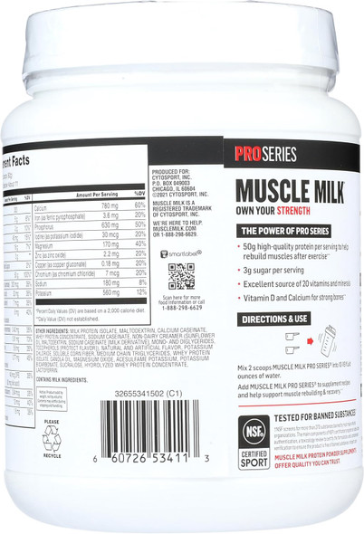 Supplement Muscle Milk Protein Powder Pro Series Vanilla 2lb