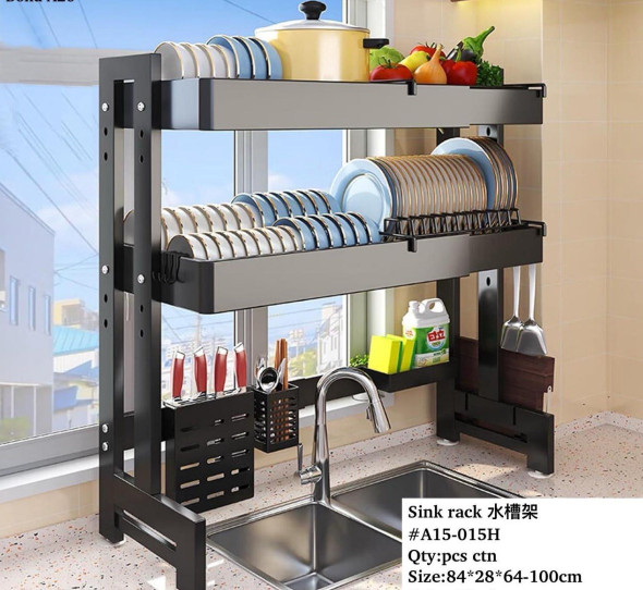 DISH RACK OVER SINK METAL BLACK A15-015H PIN PIN FAMILY