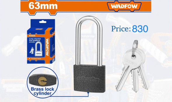 PADLOCK 63MM IRON WADFOW WPD5560L LONG SHACKLE