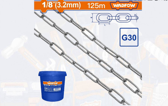 CHAIN 1/8" 6.2MM SILVER COLOR WADFOW WTLT1B03 SOLD BY FT