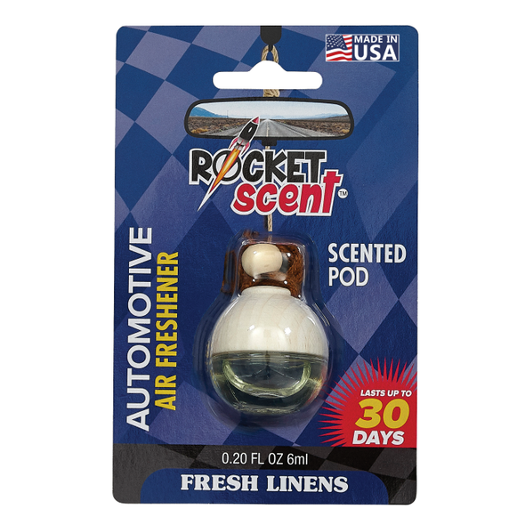 ROCKET SCENT CAR AIR FRESHENER HANG SCENTED FRESH LINENS B3626