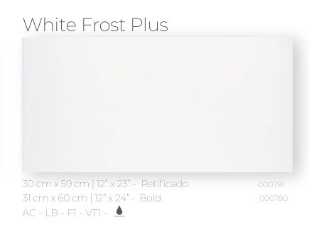 TILE CERAMIC 12"X24" 31X60CM WHITE FROST PLUS