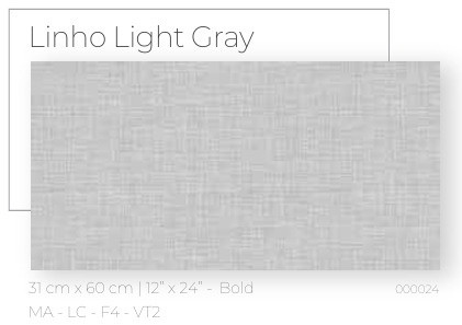 TILE CERAMIC 12"X24" 31X60CM LINHO LIGHT GRAY