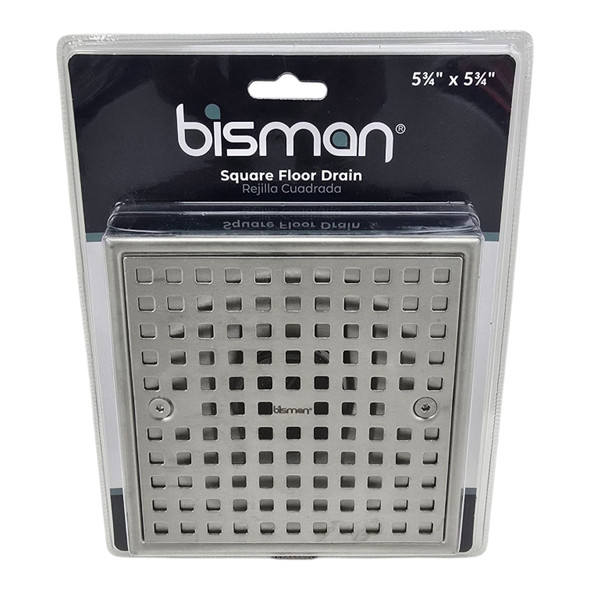 FLOOR DRAIN SQUARE BISMAN 5 3/4" X 5 3/4" STAINLESS STEEL  BMFD166S