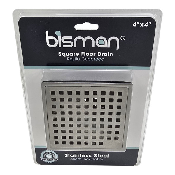FLOOR DRAIN SQUARE BISMAN 4" X 4" BMFD244L