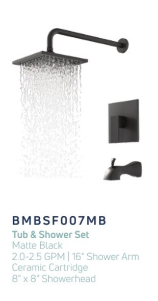 TUB & SHOWER MIXER BISMAN BMBSF007MB MATT BLACK