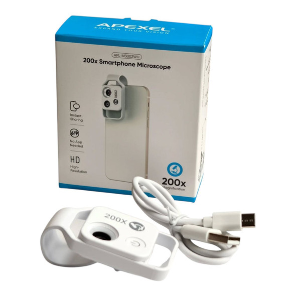 PHONE 200X SMARTPHONE MICROSCOPE WITH CPL LENS APEXEL APL-MS002CWH