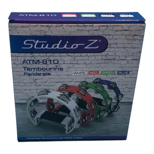 TAMBOURINE ZEBRA ATM-810BLU HAND HELD WITH METAL JINGLES