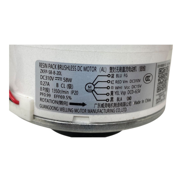 AIR CONDITIONER REPLACEMENT PART MIDEA MOTOR BRUSHLESS DC 11002015017613 FOR MSAF-24CFN8DB  24000BTU 220V INVERTER INDOOR ZKFP-58-8-20L