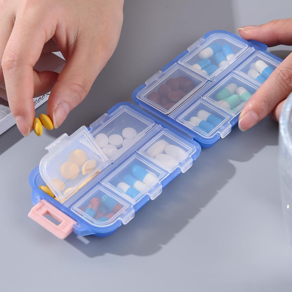 Travel Pill Organizer Box Blue