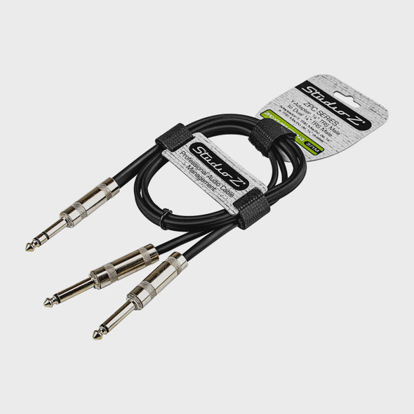 LEAD 1 1/4 MALE STEREO TO 2 1/4 MALE STEREO TRS 3' ZPC-Y14S14DMN-3 Y-TYPE STUDIO Z
