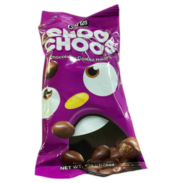 CHARLES CHOO CHOOS CHOCOLATEY COATED RISINS 50G 1.76oz