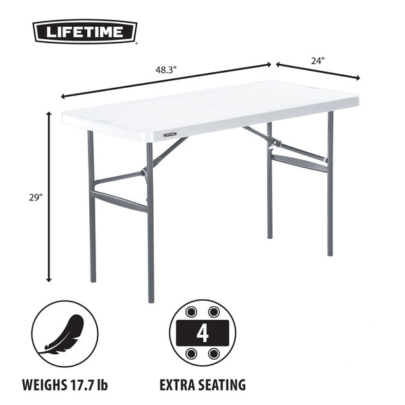 PLASTIC TABLE WHITE FOLDING LIFETIME 4FT 2940 1230107