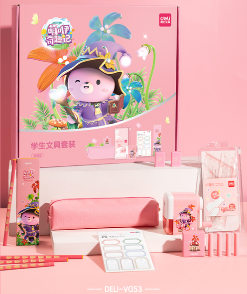 STATIONERY SET DELI VG53 PINK BOX