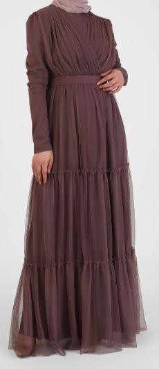 Dress Evening Tulle Mauve / Taupe