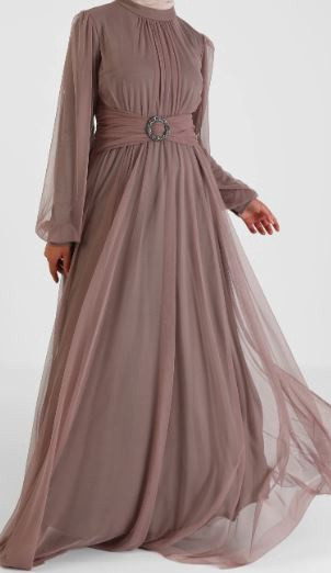 Dress Evening Tulle Mauve / Taupe