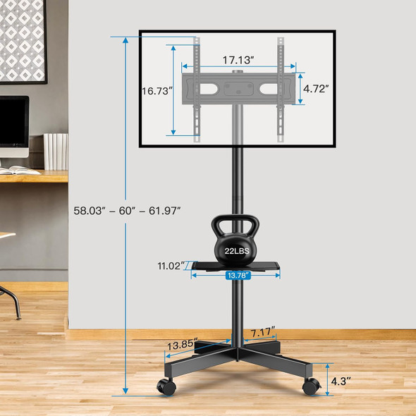 TV Stand Portable Rolling Adjustable PSTVMC06