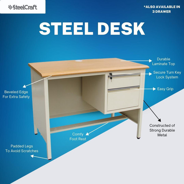 OFFICE DESK METAL 48"x 24" 2 DRAWER STEELCRAFT SC-D17 OFFICE DESK METAL 48"x 24" 2 DRAWER STEELCRAFT SC-D17