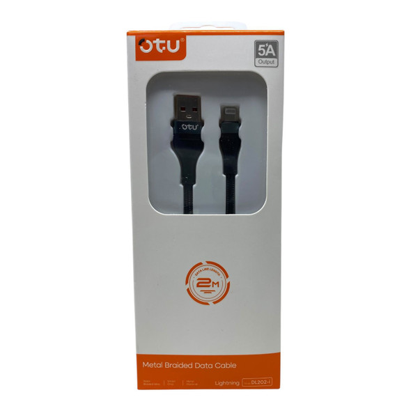 CHARGER CABLE USB OTU DL202-I 2M LIGHTNING 5A FAST CHARGING DATA CABLE METAL BRAIDED