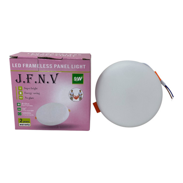 LIGHT LED PANEL 9W J.F.N.V ROUND WHITE 6500K 85-265V FRAMELESS LIGHT LED PANEL 9W J.F.N.V ROUND WHITE 6500K 85-265V FRAMELESS