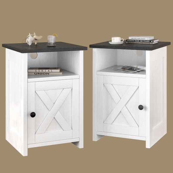 End Table Set of 2 Nightstand w/Storage HBNE000102