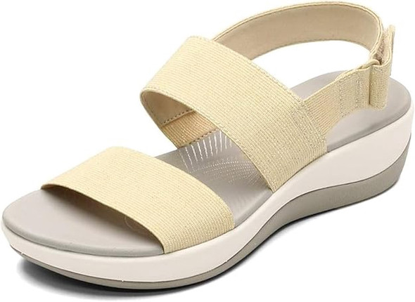 Footwear Clarks Arla Jacory Wedge Sandal Soft Gold Footwear Clarks Arla Jacory Wedge Sandal Soft Gold