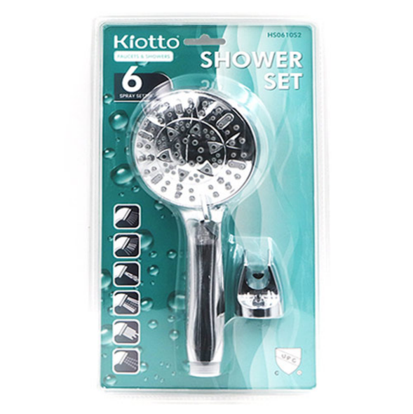 SHOWER HAND HELD KIOTTO 6 FUNCTION WITH HOSE AND DIVERTER CHROME GNS-HS0610S2