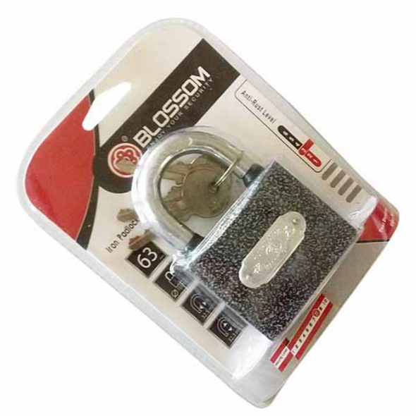 PADLOCK BLOSSOM 63MM BLACK IRON HEAVY GWP-BC-1363 PADLOCK BLOSSOM 63MM BLACK IRON HEAVY GWP-BC-1363