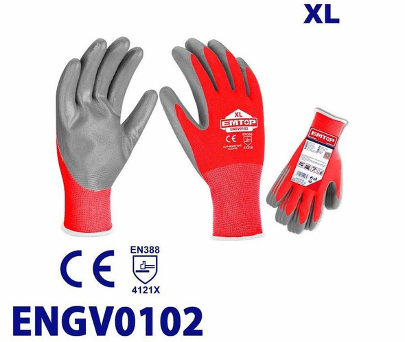 GLOVES EMTOP ENGV0102 XL RED WORK