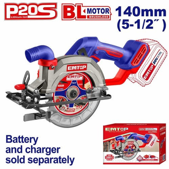 SAW CIRCULAR EMTOP ELCS1402 CORDLESS 20V LITHIUM-ION SAW CIRCULAR EMTOP ELCS1402 CORDLESS 20V LITHIUM-ION