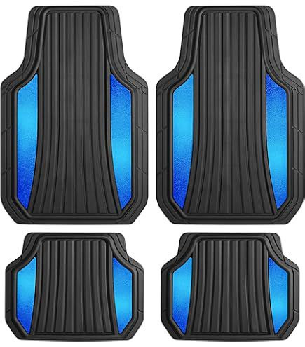 CAR MAT UNIVERSAL MAJIC 174 4PCS RUBBER BLACK AND BLUE STYLUS