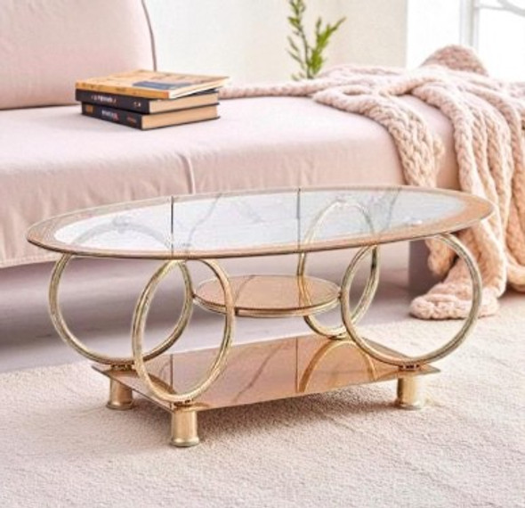 GLASS TABLE T10 GOLD COFFEE TABLE EGG SHAPE 110X60CM GLASS TABLE T10 GOLD COFFEE TABLE EGG SHAPE 110X60CM