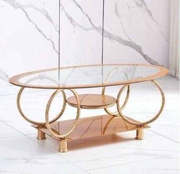 GLASS TABLE T10 GOLD COFFEE TABLE EGG SHAPE 110X60CM GLASS TABLE T10 GOLD COFFEE TABLE EGG SHAPE 110X60CM