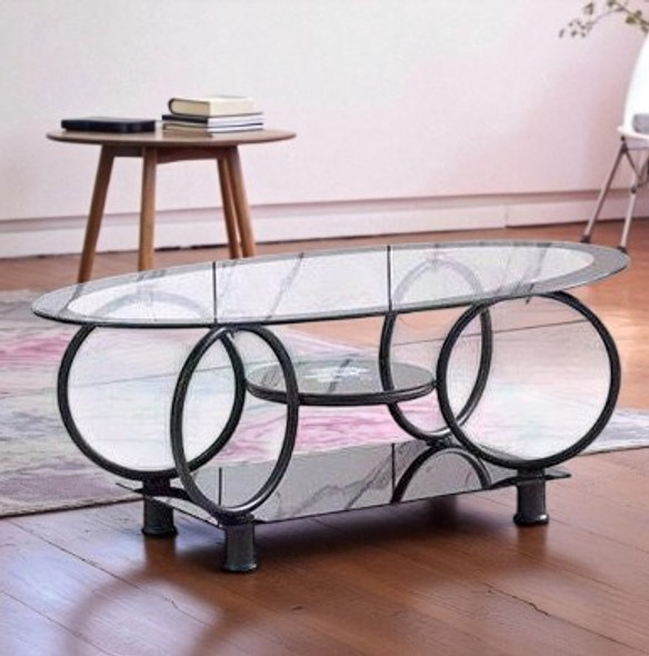 GLASS TABLE T10 BLACK COFFEE TABLE EGG SHAPE 110X60CM GLASS TABLE T10 BLACK COFFEE TABLE EGG SHAPE 110X60CM