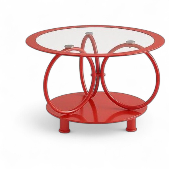 GLASS TABLE CJ-2595-Y45 RED COFFEE TABLE ROUND 70X70CM GLASS TABLE CJ-2595-Y45 RED COFFEE TABLE ROUND 70X70CM