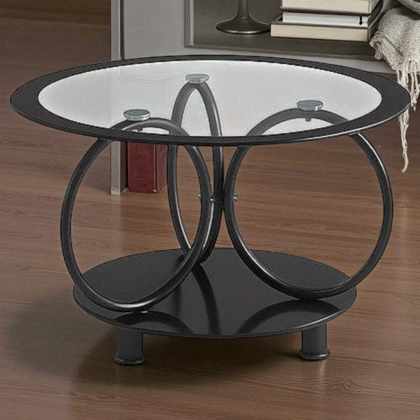 GLASS TABLE CJ-2595-Y45 BLACK COFFEE TABLE ROUND 70X70CM GLASS TABLE CJ-2595-Y45 BLACK COFFEE TABLE ROUND 70X70CM