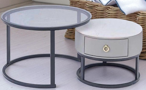 GLASS TABLE CJ-2783-Y45 BLACK AND GREY 2PCS SET COFFEE TABLE ROUND 50CM + 70CM GLASS TABLE CJ-2783-Y45 BLACK AND GREY 2PCS SET COFFEE TABLE ROUND 50CM + 70CM