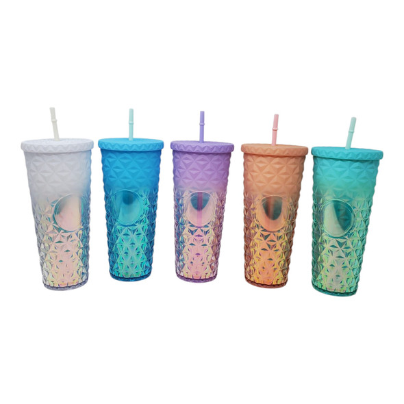 TRAVEL CUP DIAMOND GRADIENT TUMBLER WITH STRAW 720ML LLB-200010 TRAVEL CUP DIAMOND GRADIENT TUMBLER WITH STRAW 720ML LLB-200010