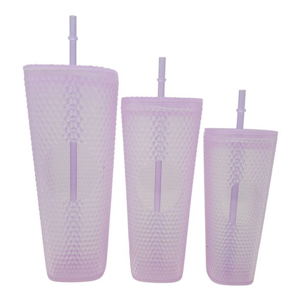 TRAVEL CUP DIAMOND TEXTURED TUMBLER WITH STRAW 3PCS  LS51