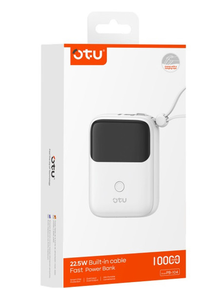 POWER BANK OTU PB-104 10,000MAH PORTABLE MOBILE POWER SUPPLY BUILT IN CABLE POWER BANK OTU PB-104 10,000MAH PORTABLE MOBILE POWER SUPPLY BUILT IN CABLE