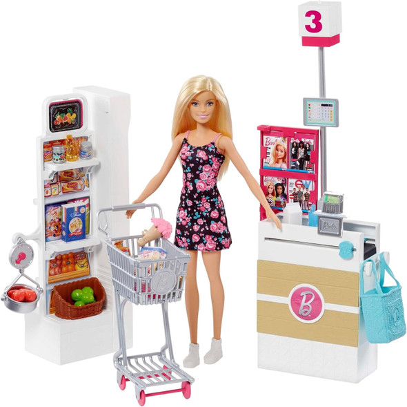 Toy Barbie Grocery Store & Doll