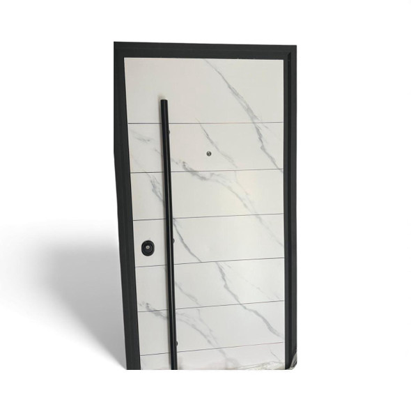DOOR METAL SINGLE WHITE MARBLE FINISH NO GLASS 2050X960 DKL7