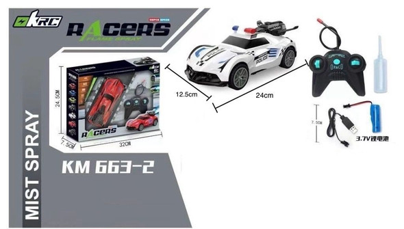 TOY CAR RACERS R/C MIST SPRAY WHITE KM 663-2 1:20