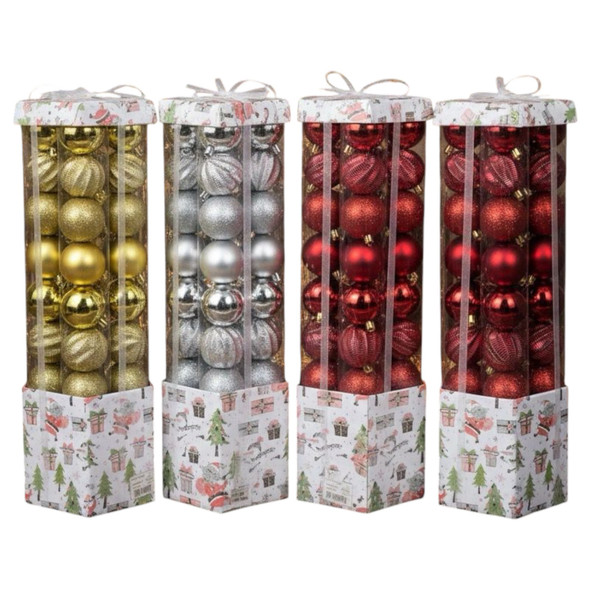 CHRISTMAS DECORATIONS BALLS SET SDQ-6186-Y53 6CM SOLD EACH