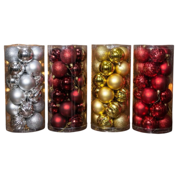 CHRISTMAS DECORATIONS BALLS SET SDQ-6196-Y53 6CM SOLD EACH