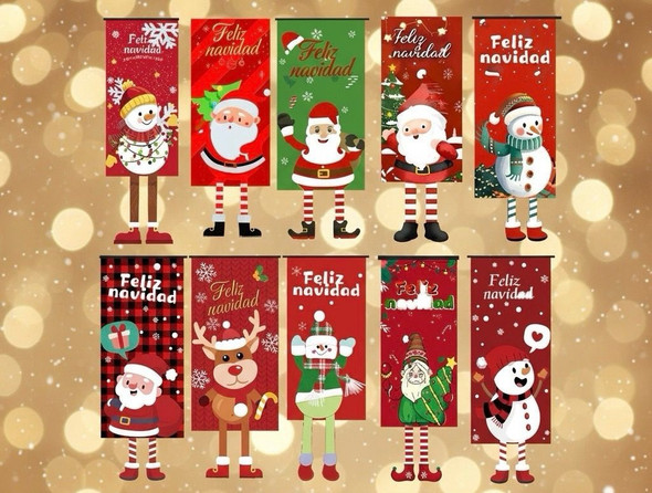 CHRISTMAS DECORATIONS HANGING FLAGS BANNER GQ-2501-Y44 1.3FT X 3.7FT