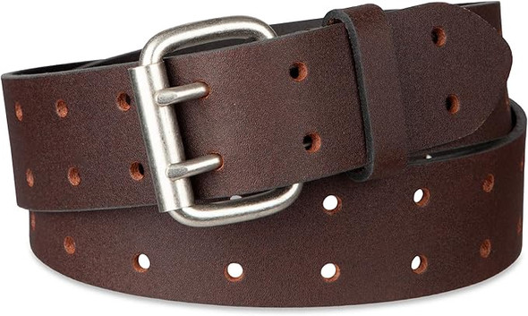 Men Belt Dickies Leather Double Prong Brown