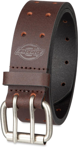 Men Belt Dickies Leather Double Prong Brown