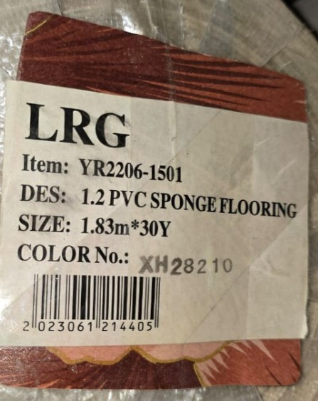 VINYL (VINOLAY) SPONGE FLOORING YR2206-1501 1.83MX30YD XH28210 SOLD PER ROLL