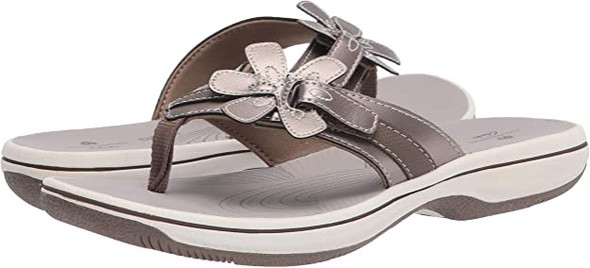 Footwear Women Clarks Brinkley Flora Flip-Flop Pewter